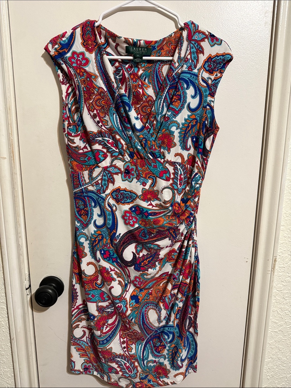 Lauren Ralph Lauren White Paisley-Print Wrap-Style Midi Dress